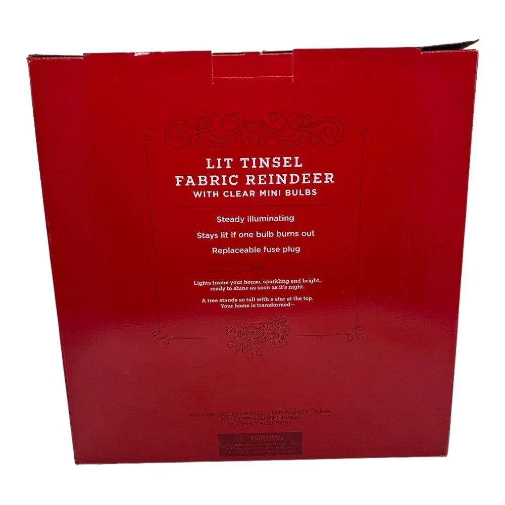 Target 2023 Wondershop Lit Tinsel Fabric Reindeer Indoor Outdoor‎ 28